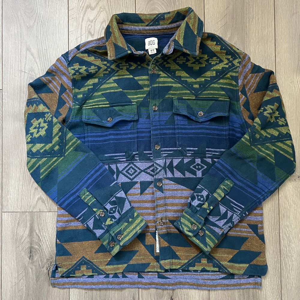Urban Outfitters BDG Southwest Jacquard Shacket Size Medium Geometric Aztec Blue